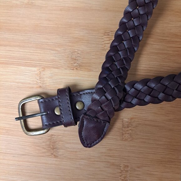 Brown Braided Faux Leather Belt Vintage 90s Never Worn - Picture 4 of 6